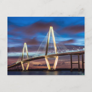 Arthur Ravenel Bridge 's nachts Briefkaart