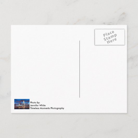 Arthur Ravenel Bridge 's nachts Briefkaart (Achterkant)