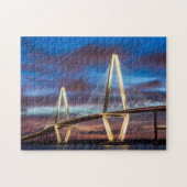 Arthur Ravenel Bridge 's nachts Legpuzzel (Horizontaal)