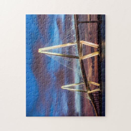 Arthur Ravenel Bridge 's nachts Legpuzzel (Verticaal)