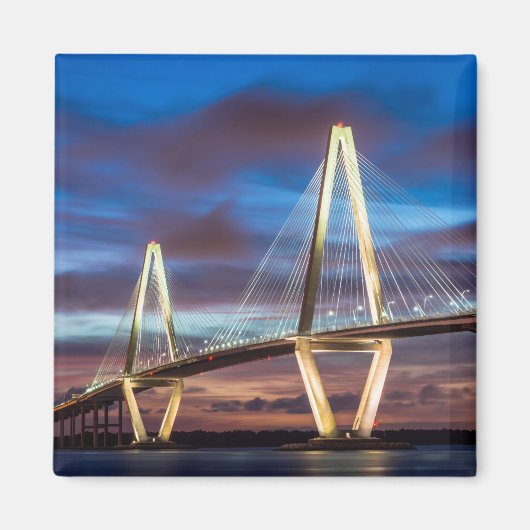 Arthur Ravenel Bridge 's nachts Magneet (Voorkant)