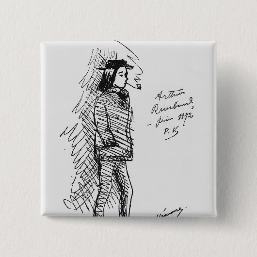 Arthur Rimbaud Juni 1872 Vierkante Button 5,1 Cm (Voorkant)