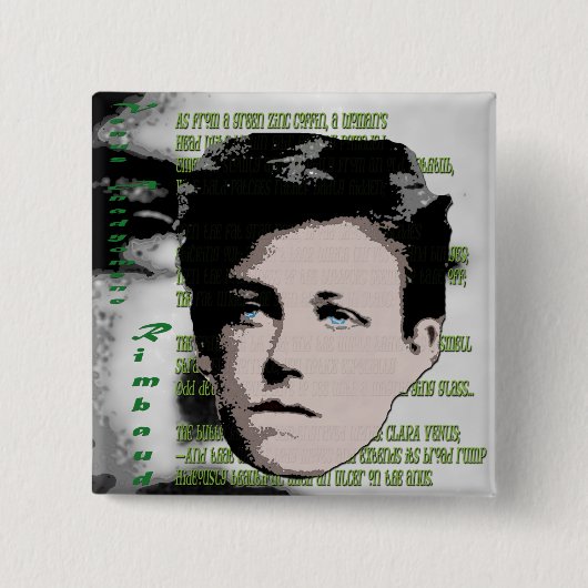 Arthur Rimbaud Vierkante Button 5,1 Cm (Voorkant)