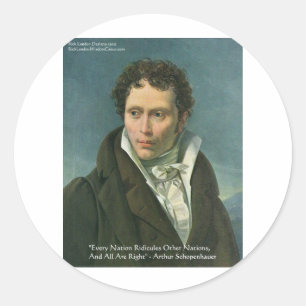 Arthur Schopenhauer "Naties bespotten" Citaat Cade Ronde Sticker