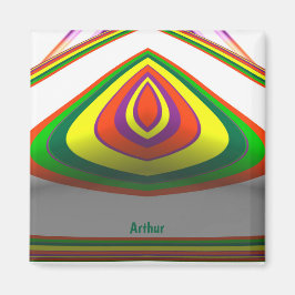 ARTHUR ~ SQUARE EYE 3D Fractal Green Yellow ~ Magneet