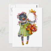 Arthur Theile Kitty Kat met Bloemenmand Briefkaart (Voorkant / Achterkant)