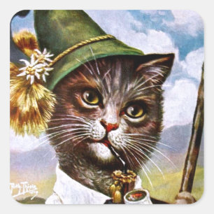 Arthur Thiele - Bavarian Alps Cat Vierkante Sticker