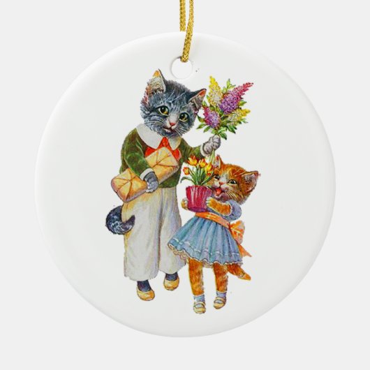 Arthur Thiele Cats Bearing Gifts Keramisch Ornament (Voorkant)