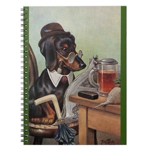 Arthur Thiele Dachshund Reading Spiral Notitieboek (Voorkant)