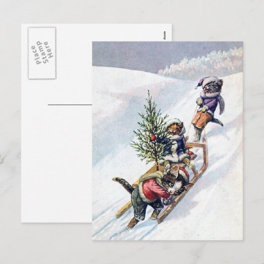 Arthur Thiele - Katten Breng een kerstboom mee naa Feestdagenkaart (Voorkant / Achterkant)