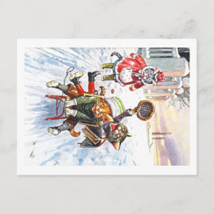 Arthur Thiele - Katten gaan bergafwaarts Sneeuwsle Briefkaart