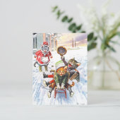 Arthur Thiele - Katten gaan bergafwaarts Sneeuwsle Briefkaart (Staand voorkant)