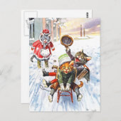 Arthur Thiele - Katten gaan bergafwaarts Sneeuwsle Briefkaart (Voorkant / Achterkant)