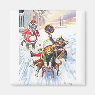 Arthur Thiele - Katten gaan bergafwaarts Sneeuwsle Magneet