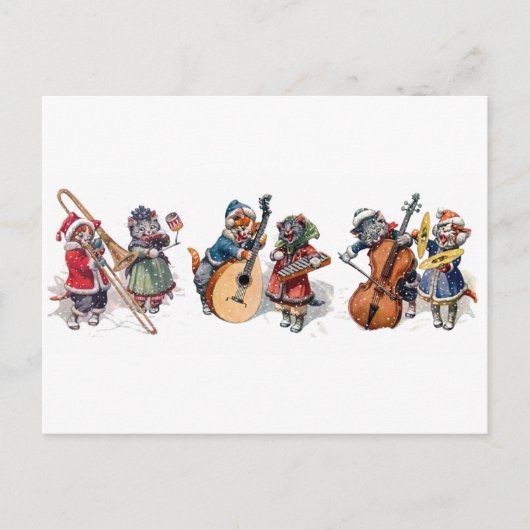 Arthur Thiele - Kattenorkest in de sneeuw Briefkaart (Voorkant)