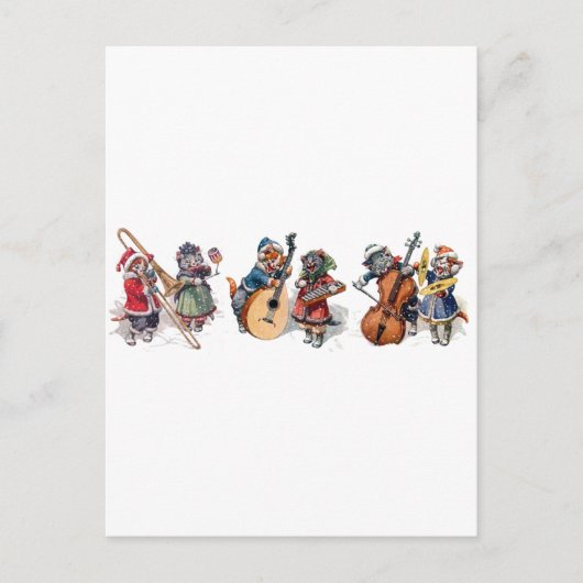 Arthur Thiele - Kattenorkest in de sneeuw Briefkaart (Voorkant)