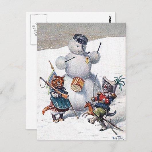 Arthur Thiele - Kittens en de Sneeuwman Briefkaart (Voorkant / Achterkant)