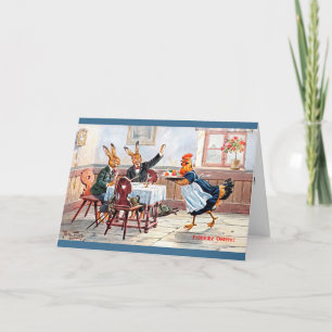 Arthur Thiele Paaskaart - Bunnies Dine bij Cafe Feestdagen Kaart