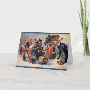 Arthur Thiele Paaskaart - Bunnies in de auto Feestdagen Kaart