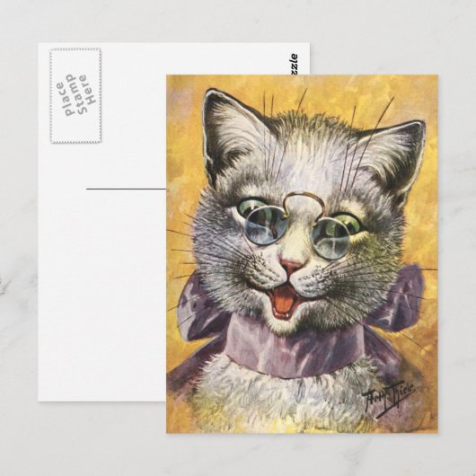 Arthur Thiele - Vrouw Cat met bril Briefkaart (Voorkant / Achterkant)