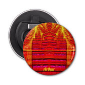 ARTHUR ~ WEIRD Red Yellow and Pink 3D Fractal ~ Button Flesopener (Voorkant)