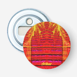 ARTHUR ~ WEIRD Red Yellow and Pink 3D Fractal ~ Button Flesopener