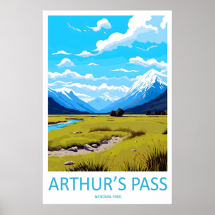 Arthurs Pass Nationaal Park Vintage Reisposter Poster