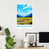 Arthurs Pass Nationaal Park Vintage Reisposter Poster (Thuiskantoor)