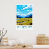 Arthurs Pass Nationaal Park Vintage Reisposter Poster (Keuken)