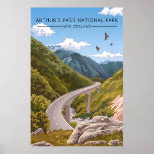 Arthurs Pass National Park Nieuw-Zeeland Reizen Poster