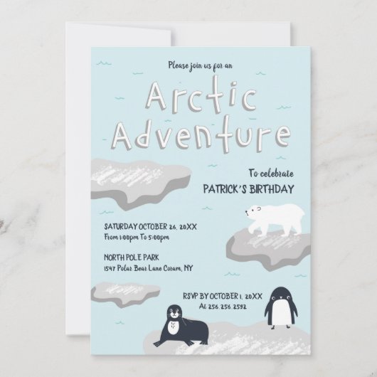 Artic Adventure Birthday Uitnodiging (Voorkant)