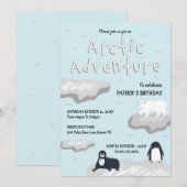 Artic Adventure Birthday Uitnodiging (Voorkant / Achterkant)