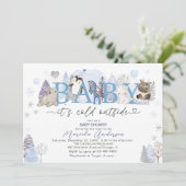 Artic Baby is koud buiten het Baby shower Kaart (Staand voorkant)