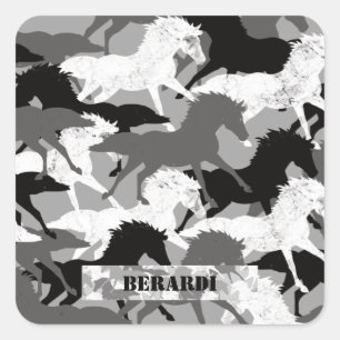 Artic Black en White Camouflage Horse Camo Vierkante Sticker