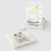 Artic Fox Stenen Onderzetter (Zijkant)