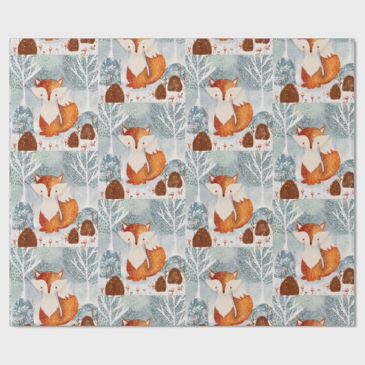 Artic Fox Winter Scene Cadeaupapier (Vlak)
