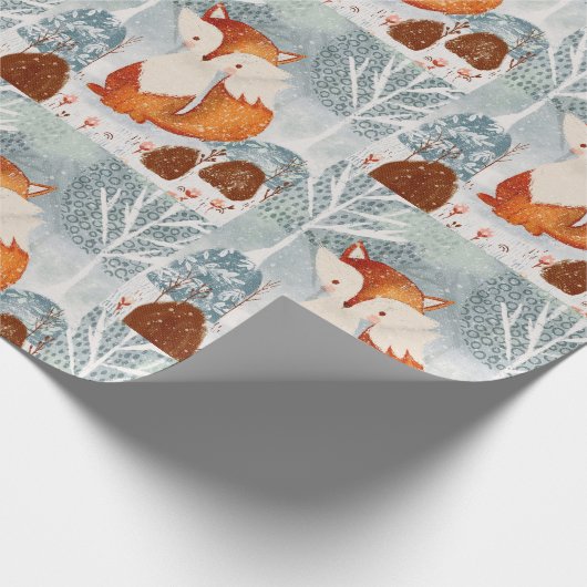 Artic Fox Winter Scene Cadeaupapier (Hoek)