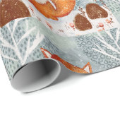 Artic Fox Winter Scene Cadeaupapier (Rol Hoek)