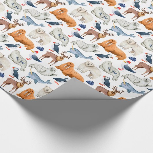 Artic Pattern Waterverf Polar Animals Seal Walrus Cadeaupapier (Hoek)