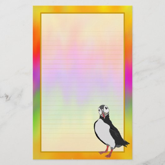 Artic Puffin Colorful Aurora Fine Lond Stationery Briefpapier (Voorkant)