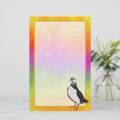 Artic Puffin Colorful Aurora Fine Lond Stationery Briefpapier (Staand voorkant)