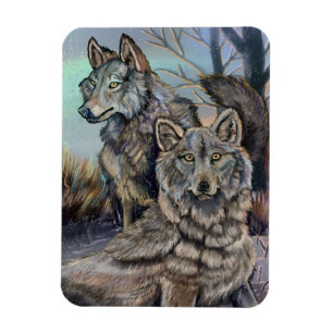 Artic Wolves Wintery Magnet Magneet