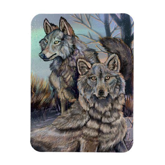 Artic Wolves Wintery Magnet Magneet (Verticaal)