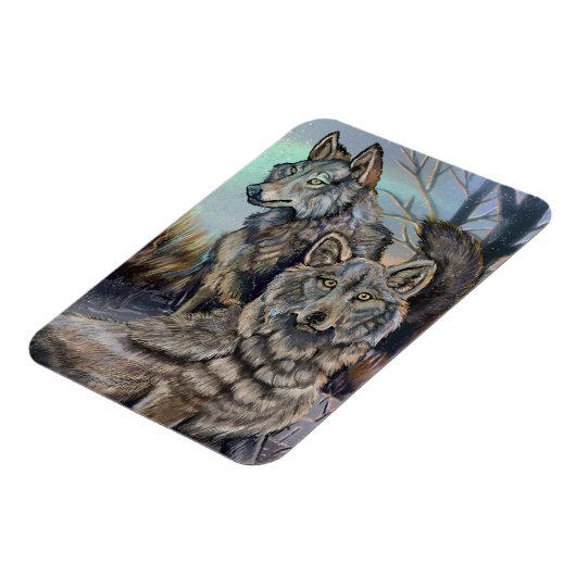 Artic Wolves Wintery Magnet Magneet (Linkerzijde)