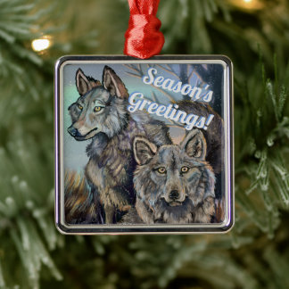 Artic Wolves Wintery Metalen Ornament