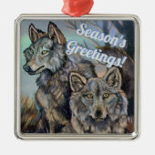 Artic Wolves Wintery Metalen Ornament (Voorkant)