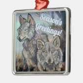 Artic Wolves Wintery Metalen Ornament (Links)