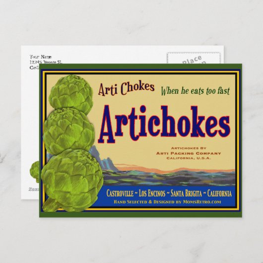 Artichoke  Crate Art Bewerkbare Briefkaarten (Voorkant / Achterkant)