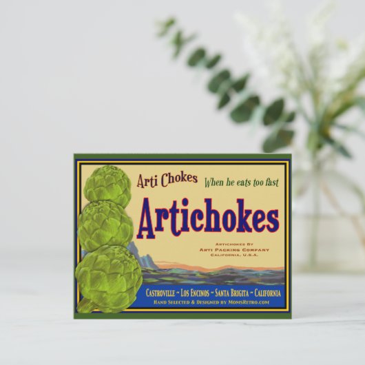 Artichoke  Crate Art Bewerkbare Briefkaarten (Staand voorkant)