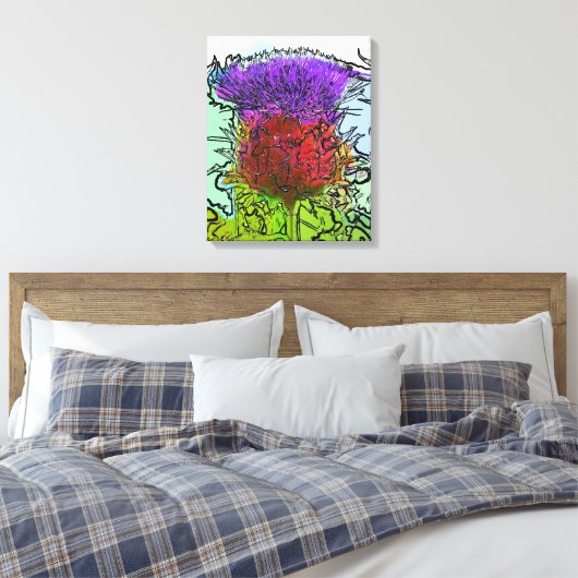 ARTICHOKE FLOWER CANVAS AFDRUK (Insitu (Slaapkamer))